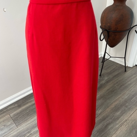 Koehler Vintage Womens Straight Skirt Suit Set 100% Wool Red Black Open Jacket - Picture 9 of 12